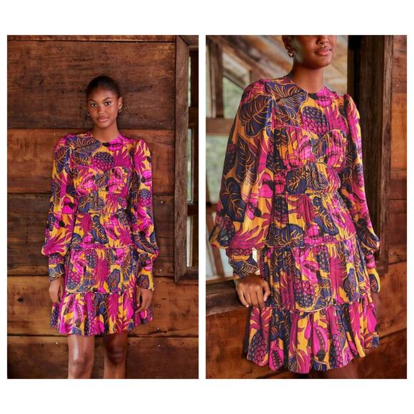 Farm Rio Fruit Dream Long-Sleeve Mini Dress Size Medium - Picture 16 of 16